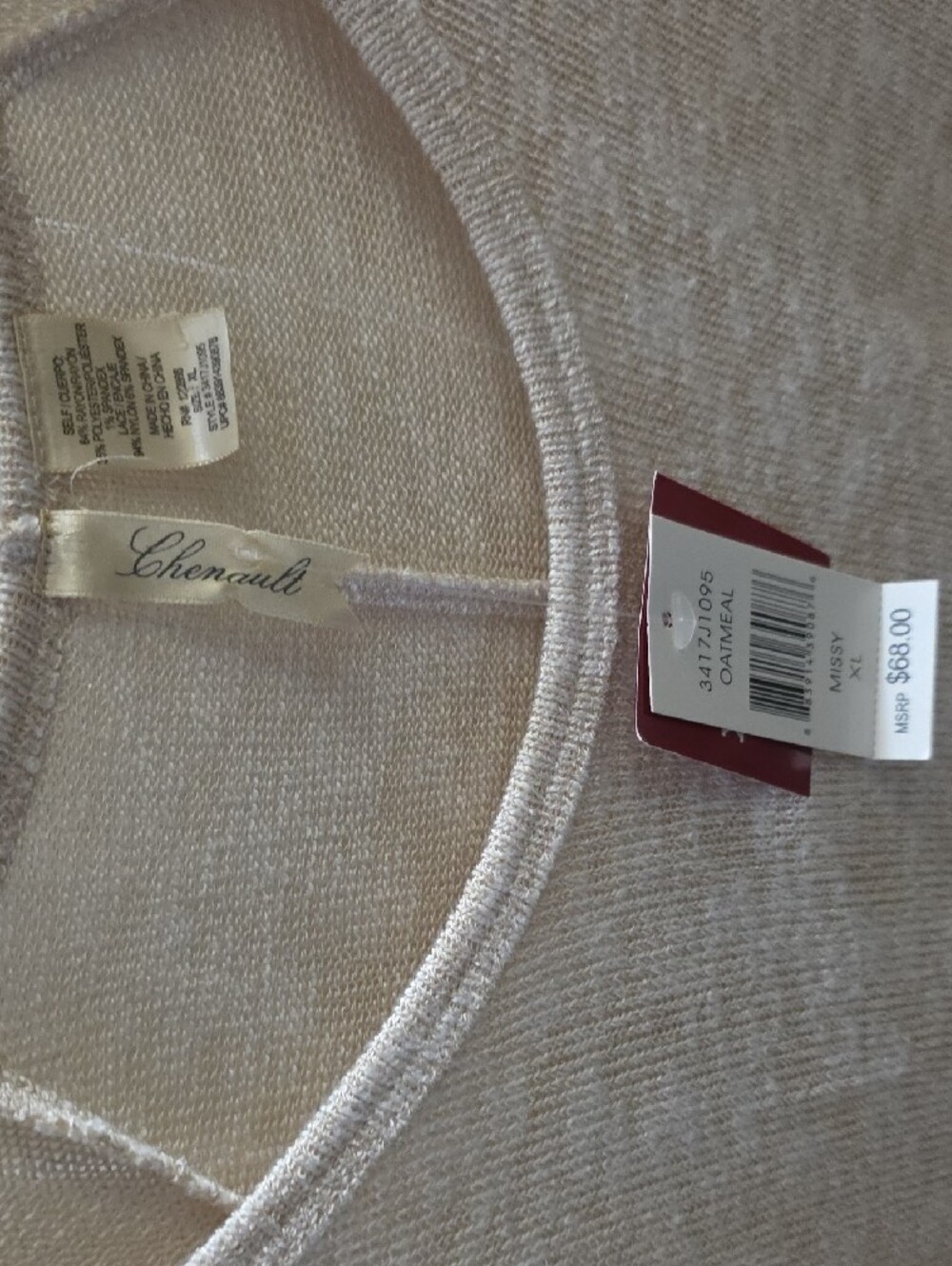 Chenault Lightweight Scoop Neck Pocket Tee - Cream - Picture 2 of 3